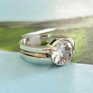 ANILLO SOLITARIO PLATA ORO